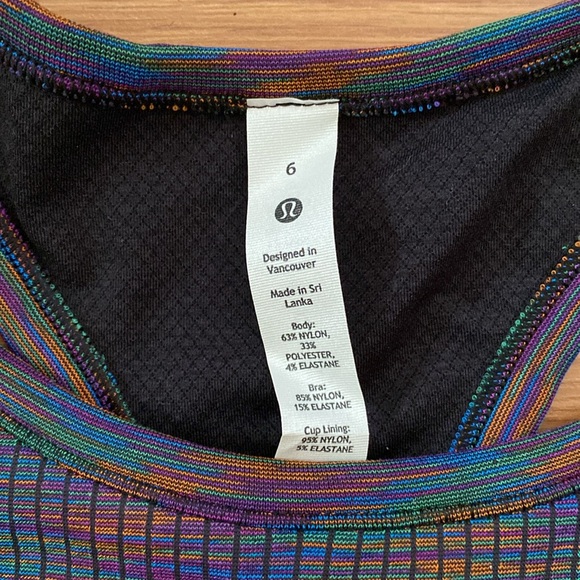 ❤️ Lululemon Ebb to Street Racerback Crop Tank Top Rainbow Multi NWT Size 6 - Picture 6 of 11